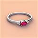 2 - Vera 6x4 mm Oval Shape Ruby and Round Lab Grown Diamond Promise Ring 