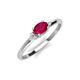 3 - Vera 6x4 mm Oval Shape Ruby and Round Lab Grown Diamond Promise Ring 