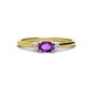 1 - Vera 6x4 mm Oval Shape Amethyst and Round Lab Grown Diamond Promise Ring 
