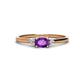 1 - Vera 6x4 mm Oval Shape Amethyst and Round Lab Grown Diamond Promise Ring 