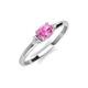 3 - Vera 6x4 mm Oval Shape Pink Sapphire and Round Lab Grown Diamond Promise Ring 