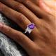 6 - Nadya Pear Shape Amethyst & Emerald Shape Forever One Moissanite 2 Stone Duo Ring 