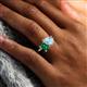 6 - Nadya Pear Shape Aquamarine & Emerald Shape Emerald 2 Stone Duo Ring 