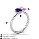 5 - Nadya Pear Shape Lab Created Blue Sapphire & Emerald Shape Pink Sapphire 2 Stone Duo Ring 