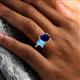 6 - Nadya Pear Shape Lab Created Blue Sapphire & Emerald Shape Blue Topaz 2 Stone Duo Ring 