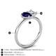 5 - Nadya Pear Shape Lab Created Blue Sapphire & Emerald Shape Forever Brilliant Moissanite 2 Stone Duo Ring 