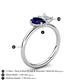 5 - Nadya Pear Shape Lab Created Blue Sapphire & Emerald Shape White Sapphire 2 Stone Duo Ring 