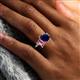 6 - Nadya Pear Shape Lab Created Blue Sapphire & Emerald Shape Pink Tourmaline 2 Stone Duo Ring 