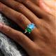 6 - Nadya Pear Shape Blue Topaz & Emerald Shape Emerald 2 Stone Duo Ring 