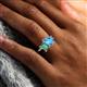 6 - Nadya Pear Shape Blue Topaz & Emerald Shape Lab Created Alexandrite 2 Stone Duo Ring 