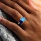 6 - Nadya Pear Shape Blue Topaz & Emerald Shape Blue Sapphire 2 Stone Duo Ring 