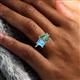 6 - Nadya Pear Shape Lab Created Alexandrite & Emerald Shape Blue Topaz 2 Stone Duo Ring 