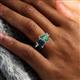 6 - Nadya Pear Shape Lab Created Alexandrite & Emerald Shape London Blue Topaz 2 Stone Duo Ring 