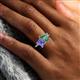 6 - Nadya Pear Shape Lab Created Alexandrite & Emerald Shape Tanzanite 2 Stone Duo Ring 