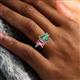 6 - Nadya Pear Shape Lab Created Alexandrite & Emerald Shape Pink Tourmaline 2 Stone Duo Ring 