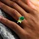 6 - Nadya Pear Shape Lab Created Emerald & Emerald Shape Peridot 2 Stone Duo Ring 