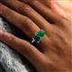 6 - Nadya Pear Shape Lab Created Emerald & Emerald Shape London Blue Topaz 2 Stone Duo Ring 