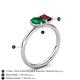 5 - Nadya Pear Shape Lab Created Emerald & Emerald Shape Rhodolite Garnet 2 Stone Duo Ring 