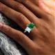 6 - Nadya Pear Shape Lab Created Emerald & Emerald Shape Aquamarine 2 Stone Duo Ring 