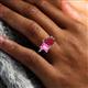 6 - Nadya Pear Shape Lab Created Ruby & Emerald Shape Pink Sapphire 2 Stone Duo Ring 
