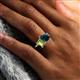 6 - Nadya Pear Shape London Blue Topaz & Emerald Shape Peridot 2 Stone Duo Ring 