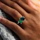 6 - Nadya Pear Shape London Blue Topaz & Emerald Shape Emerald 2 Stone Duo Ring 