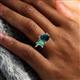 6 - Nadya Pear Shape London Blue Topaz & Emerald Shape Lab Created Alexandrite 2 Stone Duo Ring 