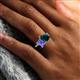 6 - Nadya Pear Shape London Blue Topaz & Emerald Shape Tanzanite 2 Stone Duo Ring 