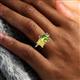 6 - Nadya Pear Shape Peridot & Emerald Shape Yellow Sapphire 2 Stone Duo Ring 