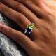 6 - Nadya Pear Shape Peridot & Emerald Shape Blue Sapphire 2 Stone Duo Ring 