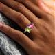 6 - Nadya Pear Shape Pink Tourmaline & Emerald Shape Peridot 2 Stone Duo Ring 