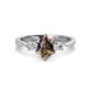 1 - Naomi 1.60 ctw Smoky Quartz Pear Shape (9x7 mm) accented Natural Diamond Three Stone Women Engagement Ring 