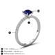 4 - Aurin 6.00 mm Cushion Shape Lab Created Blue Sapphire and Diamond Engagement Ring 