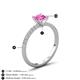 4 - Aurin 6.00 mm Cushion Shape Lab Created Pink Sapphire and Diamond Engagement Ring 