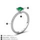 4 - Aurin 6.00 mm Cushion Shape Lab Created Emerald and Diamond Engagement Ring 
