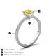 4 - Aurin 6.00 mm Cushion Shape Lab Created Yellow Sapphire and Diamond Engagement Ring 