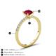 4 - Aurin 6.00 mm Cushion Shape Lab Created Ruby and Diamond Engagement Ring 
