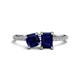 1 - Elyse 6.00 mm Cushion Shape and 7x5 mm Emerald Shape Lab Created Blue Sapphire 2 Stone Duo Ring 