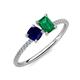 3 - Elyse 6.00 mm Cushion Shape Lab Created Blue Sapphire and 7x5 mm Emerald Shape Lab Created Emerald 2 Stone Duo Ring 