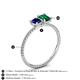 4 - Elyse 6.00 mm Cushion Shape Lab Created Blue Sapphire and 7x5 mm Emerald Shape Lab Created Emerald 2 Stone Duo Ring 