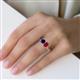 5 - Elyse 6.00 mm Cushion Shape Lab Created Blue Sapphire and 7x5 mm Emerald Shape Lab Created Ruby 2 Stone Duo Ring 