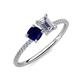 3 - Elyse 6.00 mm Cushion Shape Lab Created Blue Sapphire and 7x5 mm Emerald Shape Forever One Moissanite 2 Stone Duo Ring 