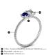 4 - Elyse 6.00 mm Cushion Shape Lab Created Blue Sapphire and 7x5 mm Emerald Shape Forever One Moissanite 2 Stone Duo Ring 