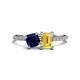 1 - Elyse 6.00 mm Cushion Shape Lab Created Blue Sapphire and 7x5 mm Emerald Shape Lab Created Yellow Sapphire 2 Stone Duo Ring 