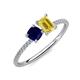 3 - Elyse 6.00 mm Cushion Shape Lab Created Blue Sapphire and 7x5 mm Emerald Shape Lab Created Yellow Sapphire 2 Stone Duo Ring 