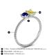 4 - Elyse 6.00 mm Cushion Shape Lab Created Blue Sapphire and 7x5 mm Emerald Shape Lab Created Yellow Sapphire 2 Stone Duo Ring 