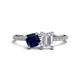 1 - Elyse 6.00 mm Cushion Shape Lab Created Blue Sapphire and 7x5 mm Emerald Shape White Sapphire 2 Stone Duo Ring 