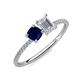 3 - Elyse 6.00 mm Cushion Shape Lab Created Blue Sapphire and 7x5 mm Emerald Shape White Sapphire 2 Stone Duo Ring 