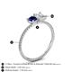4 - Elyse 6.00 mm Cushion Shape Lab Created Blue Sapphire and 7x5 mm Emerald Shape White Sapphire 2 Stone Duo Ring 