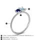 4 - Elyse 6.00 mm Cushion Shape Lab Created Blue Sapphire and 7x5 mm Emerald Shape Aquamarine 2 Stone Duo Ring 
